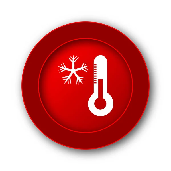 Snowflake with thermometer icon. Internet button on white background.