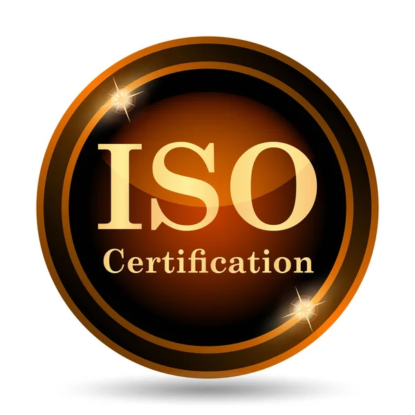 Ícone Certificação Iso Botão Internet Fundo Branco — Fotografia de Stock