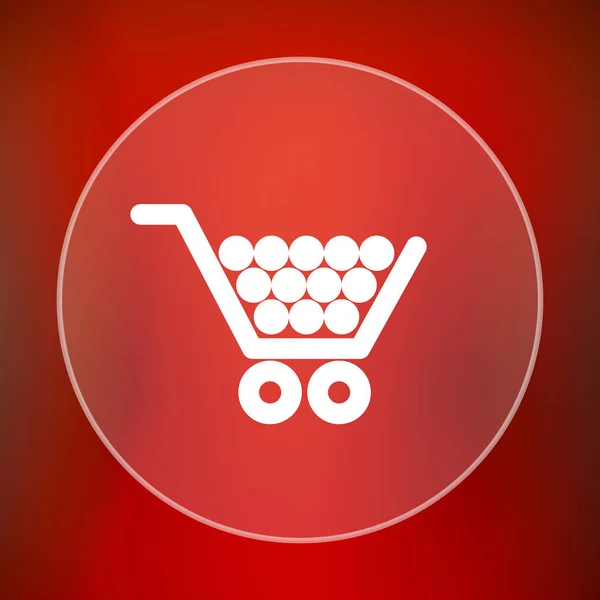 Shopping cart icon. Internet button on red background