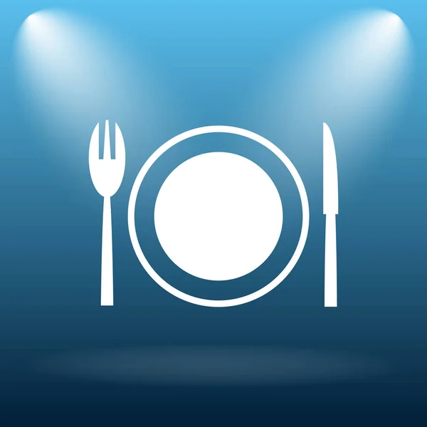 Icono Del Restaurante Botón Internet Sobre Fondo Azul — Foto de Stock