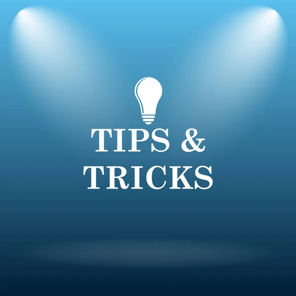 Tips and tricks icon. Internet button on blue background.