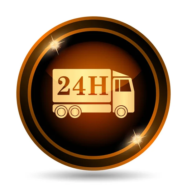 24H 送货车图标 白色背景上的互联网按钮 — 图库照片