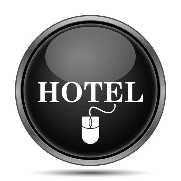 Icono Del Hotel Botón Internet Sobre Fondo Blanco —  Fotos de Stock