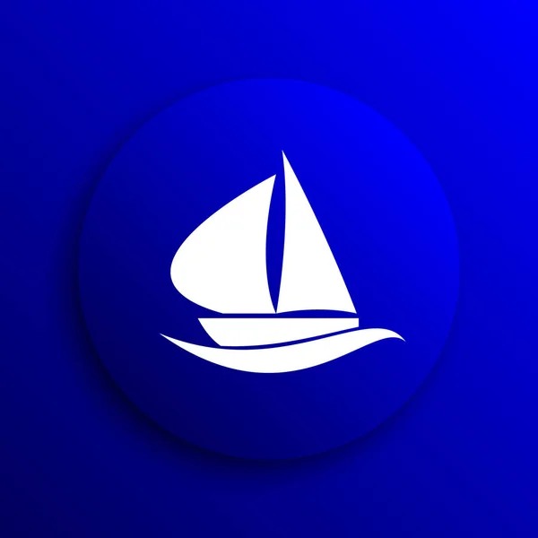 Ikona Jacht Przycisk Internet Niebieskim Tle — Zdjęcie stockowe