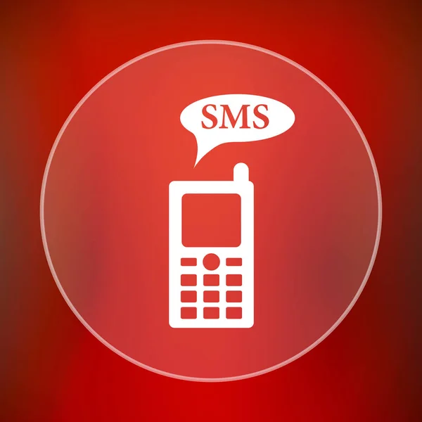 SMS icon. Internet button on red background