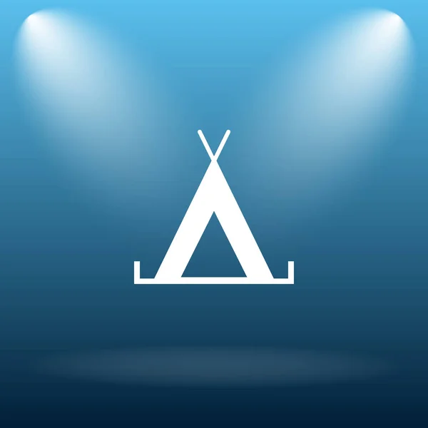 Ikona Namiot Przycisk Internet Niebieskim Tle — Zdjęcie stockowe