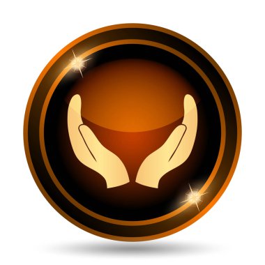 Eller simgesini korumak. Beyaz arka plan üzerinde Internet düğmesi