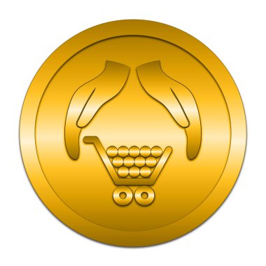 Tüketicinin korunması, el simgesi korumak. Beyaz arka plan üzerinde Internet düğmesi.