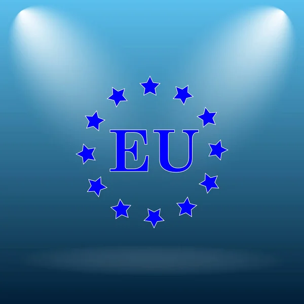 European union icon. Internet button on blue background.
