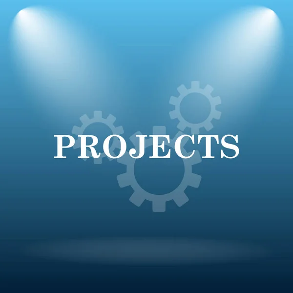 Projects icon. Internet button on blue background.