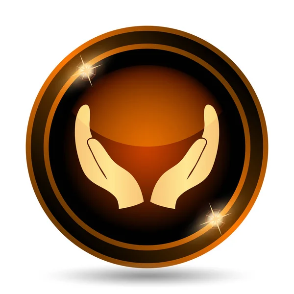 Protecting Hands Icon Internet Button White Background — Stock Photo, Image