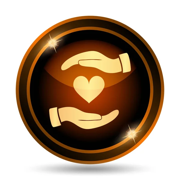 Hands holding heart icon — Stock Photo, Image