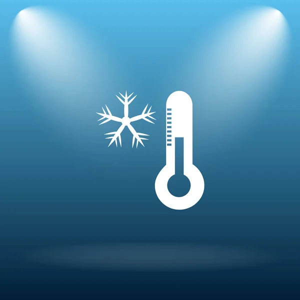 Termometre Simgesi Olan Kar Tanesi Mavi Arka Plan Internet Düğmesini — Stok fotoğraf