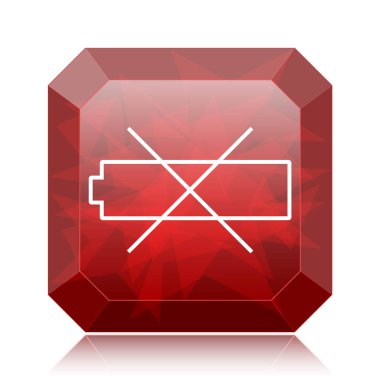 Beyaz arka plan üzerinde boş pil simgesi, kırmızı Web sitesi düğmesini