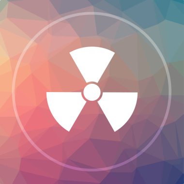 Radyasyon simgesi. Radyasyon Web sitesi düğmesini düşük poli arka plan üzerinde