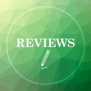 Değerlendirme simgesi. Web sitesi düğmesini yeşil düşük poli zemin üzerine değerlendirmeleri