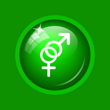 Seks simgesi. Yeşil renkli butona Internet.