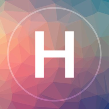 Hastane simgesi. Hastane Web sitesi düğmesini düşük poli arka plan üzerinde