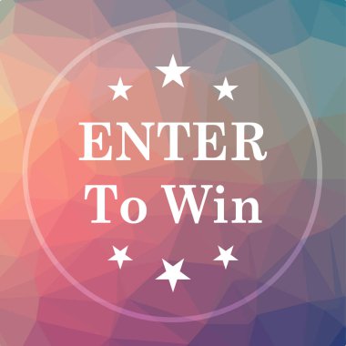 Simge kazanmak için girin. Web sitesi düğmesini düşük poli arka plan üzerinde kazanmak için katılın