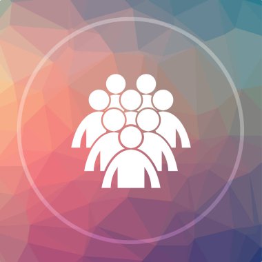 İnsanlar simge grubu. İnsanlar Web sitesi düğmesini düşük poli arka plan üzerinde Grup