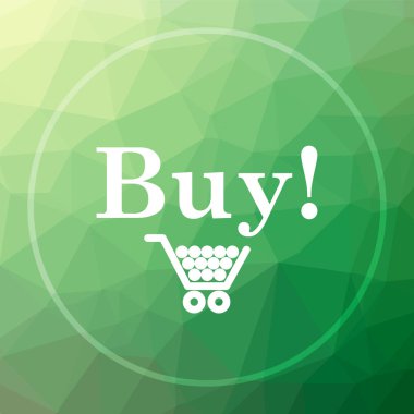 Simge satın. Web sitesi düğmesini yeşil düşük poli arka plan üzerinde satın