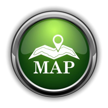 Harita simgesi. Beyaz arka plan üzerinde Web sitesi düğmesini göster