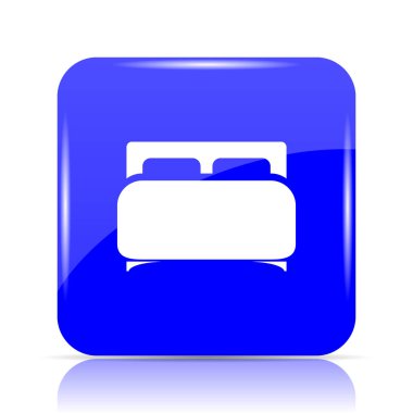 Çift Kişilik Yatak mavi kutsal kişilerin resmi web sitesi düğme beyaz arka plan üzerinde