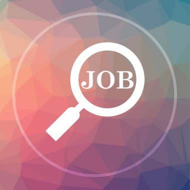 İş simgesini arayın. İş Web sitesi düğmesini düşük poli arka plan üzerinde arama