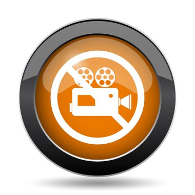 Yasak video kamera simgesi. Yasak video kamera web sitesi düğmesini beyaz arka plan üzerinde
