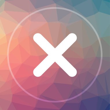 Kapat simgesini x. Yakın Web sitesi düğmesini düşük poli arka plan üzerinde x