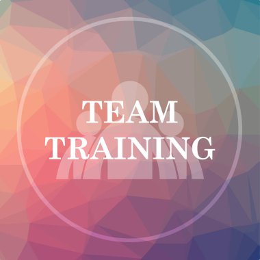 Takım eğitim simgesi. Takım eğitim web sitesi düğmesini düşük poli arka plan üzerinde