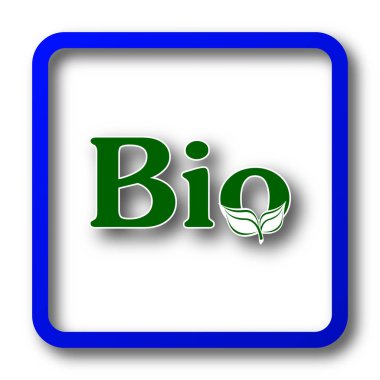 Biyo simgesi. Bio Web sitesi düğmesini beyaz arka plan üzerinde.