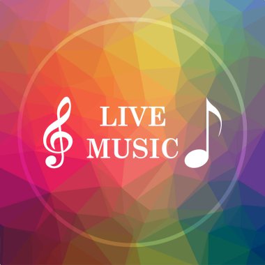 Canlı müzik simgesi. Canlı müzik web sitesi düğmesini düşük poli arka plan üzerinde