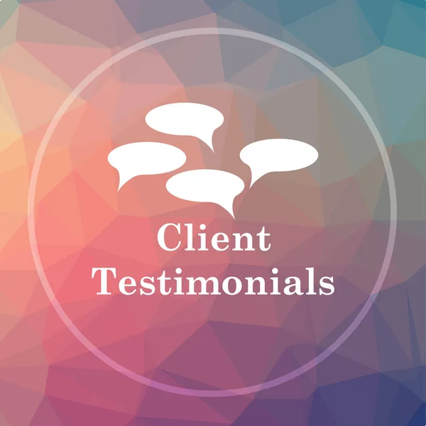 Client testimonials icon. Client testimonials website button on low poly background