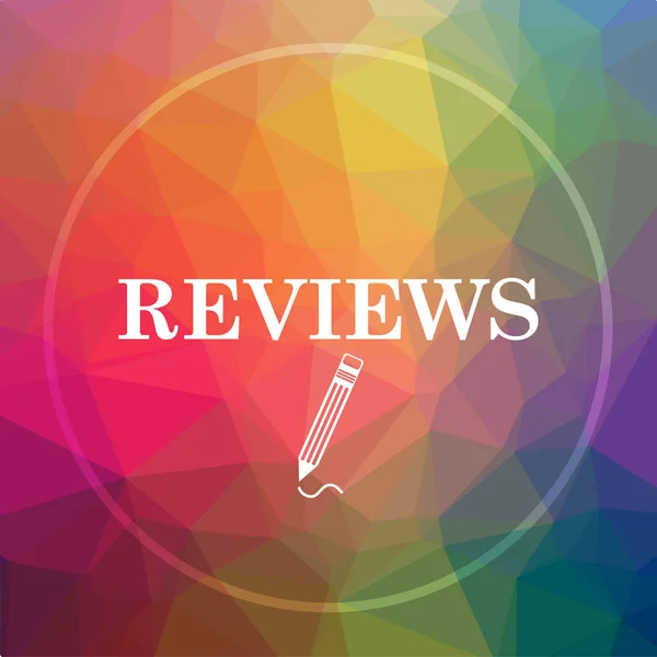 Reviews icon. Reviews website button on low poly background
