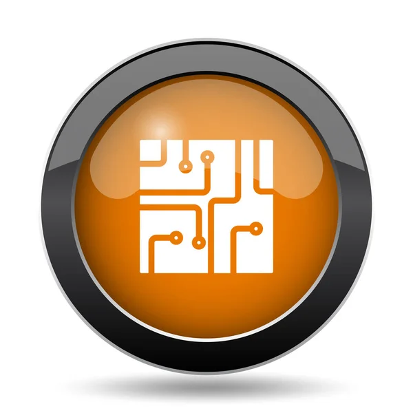 回路基板のアイコン 白い背景のウェブサイトのボタンを回路基板 — ストック写真