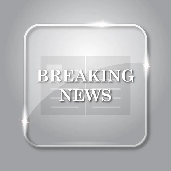 Breaking News Icon Transparent Internet Button Grey Background — Stock Photo, Image