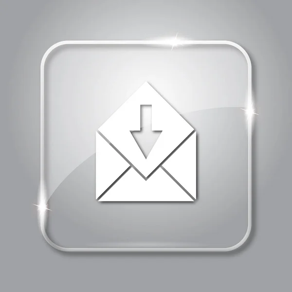 Otrzymywać Mail Ikona Przezroczysty Przycisk Internet Szarym Tle — Zdjęcie stockowe
