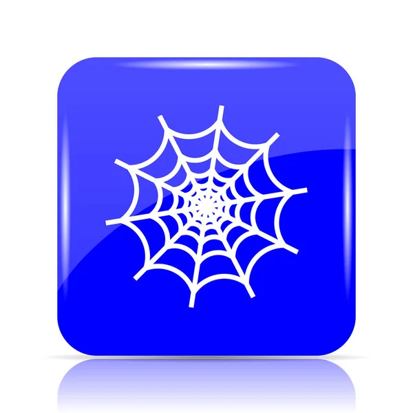 蜘蛛网图标 蓝色网站按钮白色背景 — 图库照片