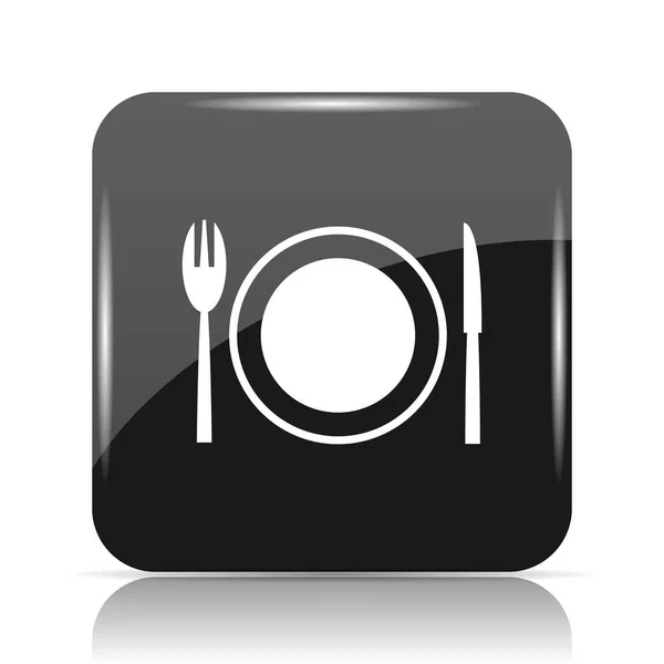 Ícone Restaurante Botão Internet Fundo Branco — Fotografia de Stock