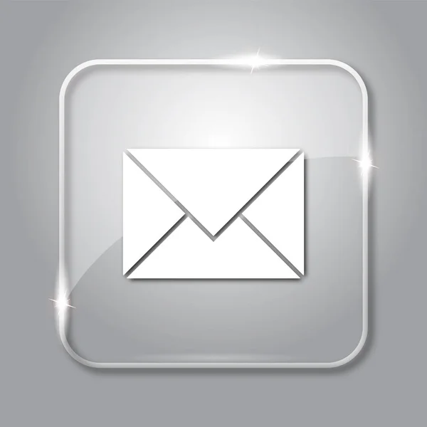 E-mail icon. Transparent internet button on grey background