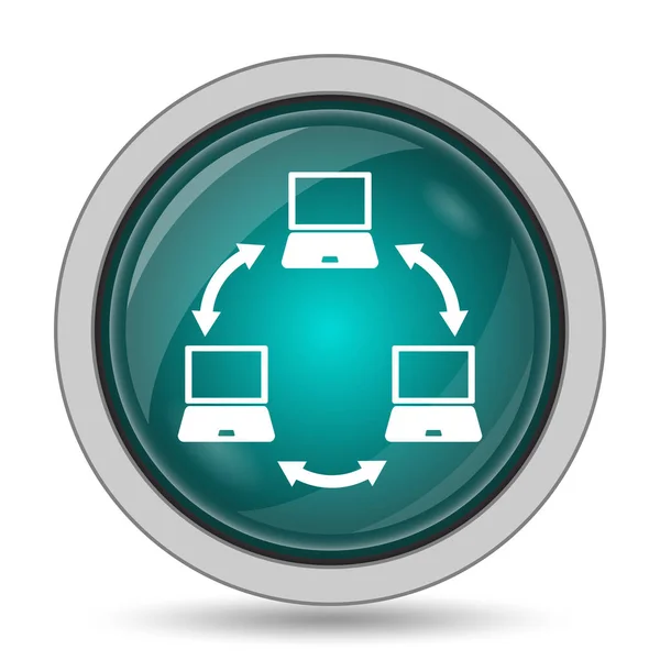 コンピューター ネットワーク アイコン 白い背景の上のウェブサイトのボタン — ストック写真