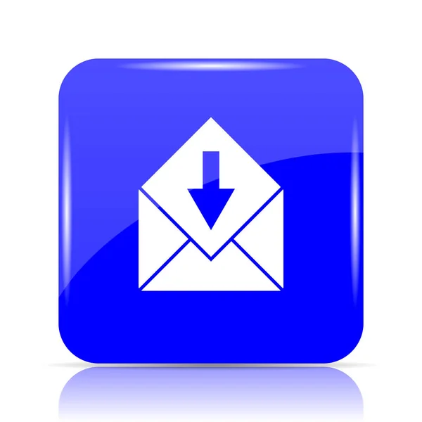 Receba Ícone Mail Botão Azul Site Fundo Branco — Fotografia de Stock