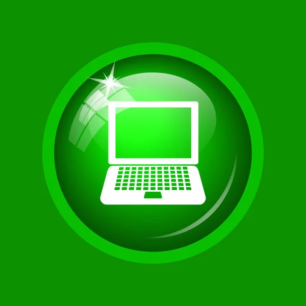 Přenosný Počítač Ikona Internet Tlačítko Zeleném Pozadí — Stock fotografie
