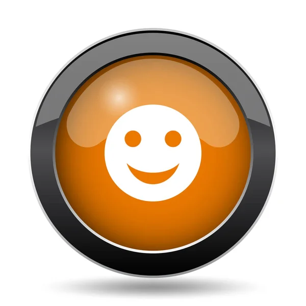 Улыбающаяся Икона Кнопка Сайта Smiley Белом Фоне — стоковое фото