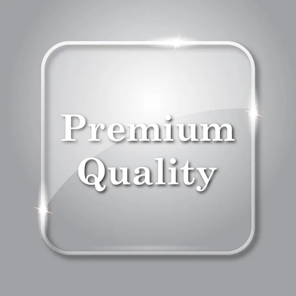 Ícone Qualidade Premium Botão Internet Transparente Fundo Cinza — Fotografia de Stock