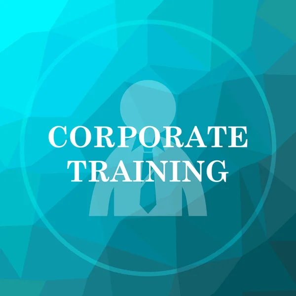 Corporate training icon. Corporate training website button on blue low poly background