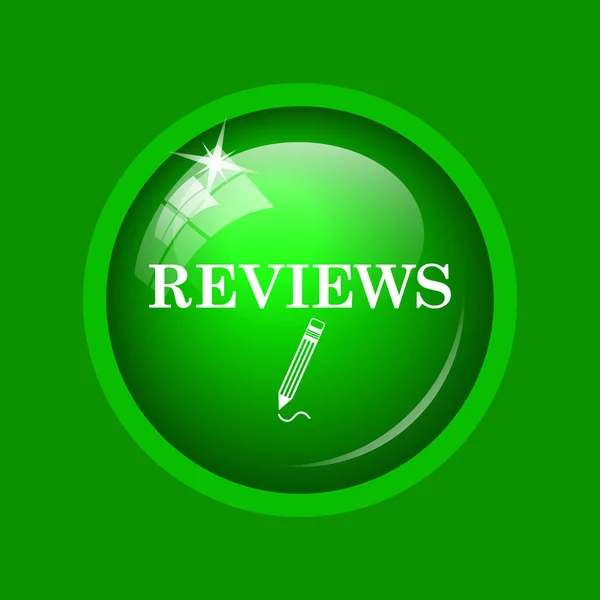 Reviews Icon Internet Button Green Background — Stock Photo, Image