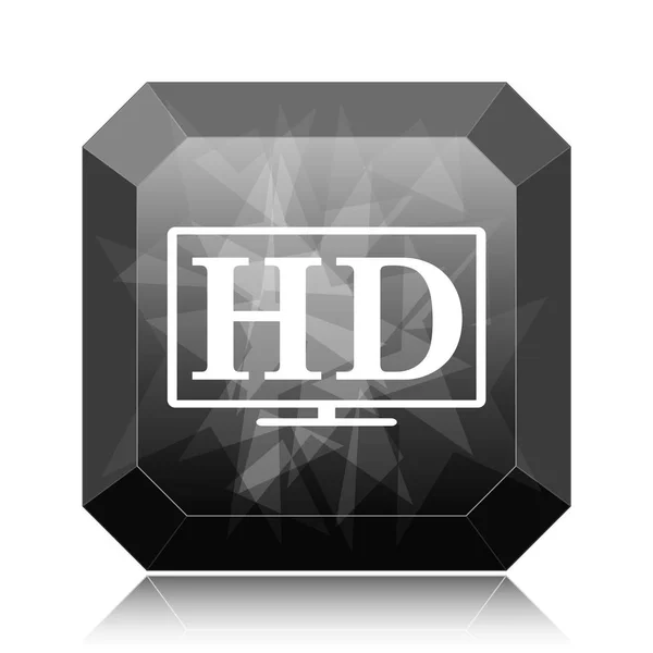 白い背景の上の テレビ アイコン 黒いウェブサイト ボタン — ストック写真