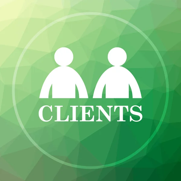 Ikona Klientów Przycisk Strony Klientów Tle Zielonej Low Poly — Zdjęcie stockowe